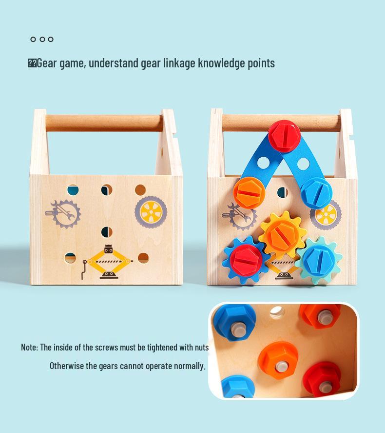 Kids' Wooden Tool Set with Toolbox for Early Learning