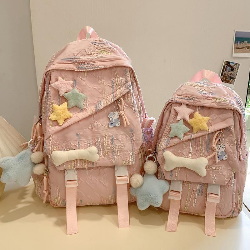 Schoolbags for Children Elementary School Students  Girls with High Looks  Ins Splicing Junior High School Students with High School Backpacks