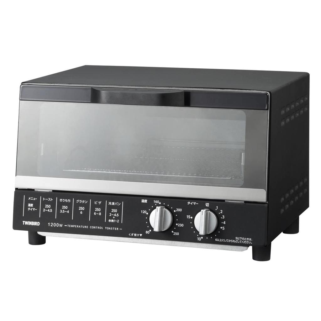 Twin Bird Toaster Oven Toaster Oven 1200W Temperature Adjustment Function Comes with Tray Spacious Interior Top Plate Year Manufacturer Half Mirror
