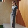 FILA Original Split Goddess Skirt III Fashion Simple Classic Retro Elegant Relaxed Casual Versatile Comfortable Short Sleeve Dress F51W629304FGY