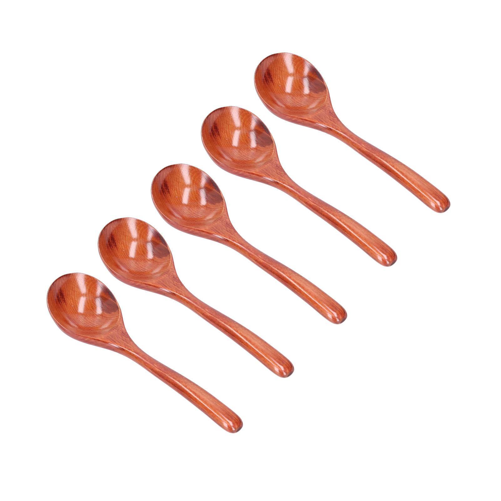 

5pcs Wood Spoons Long Handle Wooden Ladle for Mixing Stirring Cooking Utensil ToolDark Color