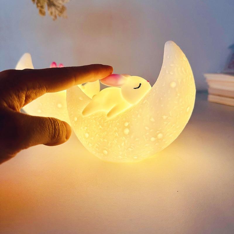 Night Light Sleep Light Moon Rabbit Night Light Bedroom Bedside Atmosphere Light Cute Creative Desktop Decoration Soft Light