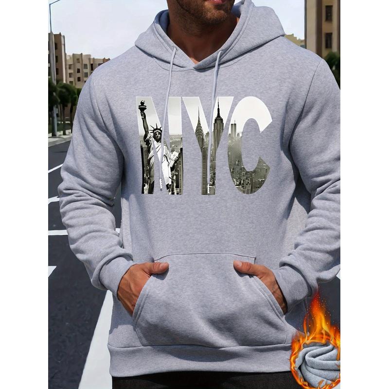 Men New personalized New York letter print casual sweatshirt fashionable drawstring hoodie