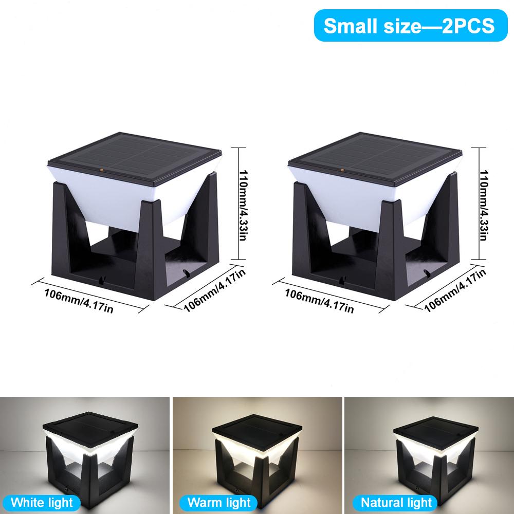 1-2PCS Solar Post Lights Outdoor Solar Pillar Cap Lantern Waterproof 3 Color Mode Fence Post Solar Light Deck Garden Patio Decor