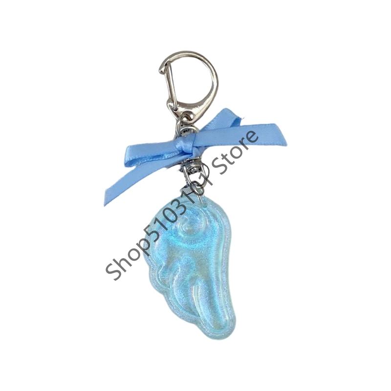 

Wings Shape Acrylic Keychain Y2K Punk Angel Wings Bag Pendant Bowknot DIY Keychain Bag Hanging Decor or Girls Fashion Accessory синій