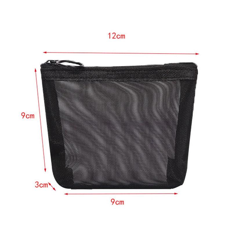 Black Mesh Makeup Bag Women Transparent Cosmetic Bag Small Large Portable Storage Bags Travel Toiletries Towel Organizer Pouch