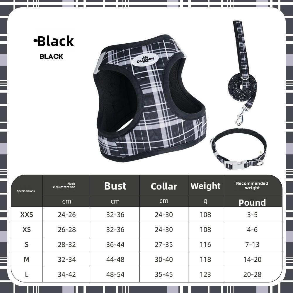 Dog Walking Harness Kit With Non Extendable Leash And Collar For Small Pets