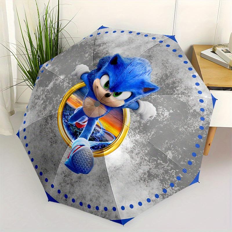 Sonic The Hedgehog Movie Poster Sticker Decal Laptop Water Bottle Car Window Wall Decoration Umbrella, Cute Umbrella with Cute Design, Portable 3-Fold