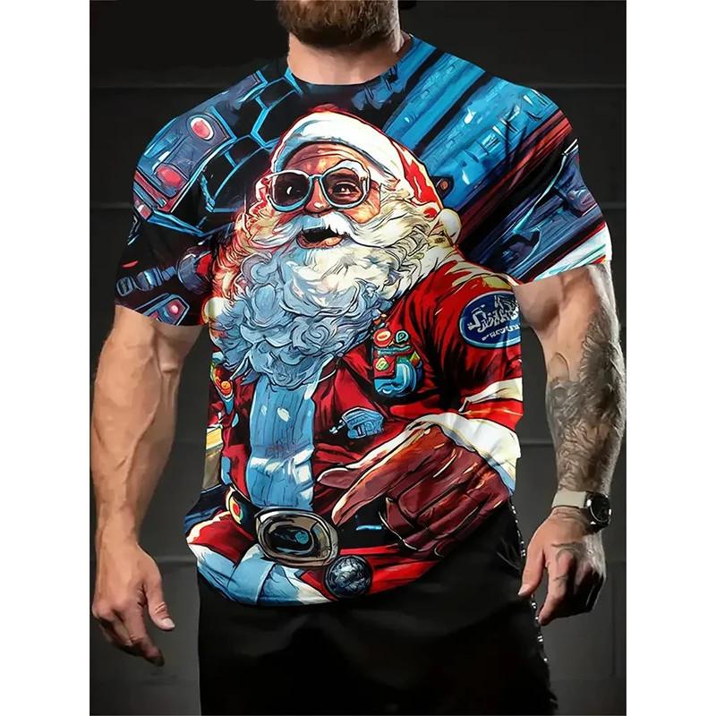 Men's T-shirt Santa Claus 3D printed men's T-shirt street fashion men's Christmas T-shirt daily casual short sleeved