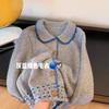 Contrast color soft waxy sweater jacket knitted cardigan top women's autumn and winter new small lazy style