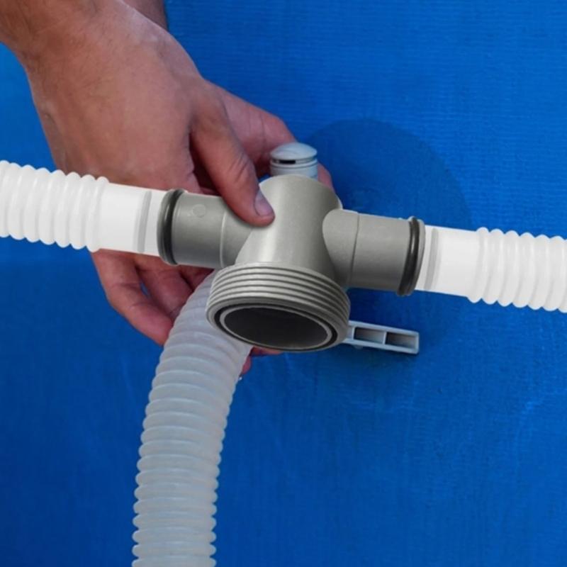 T Joint Pool Hose Adapter 1.5inch to 1.25inch Includes O Rings and Clamps Suitable for Above Ground Pool Filter Systems