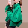 2025 Women's Casual Plus Size Fleece-Lined Baseball Jacket - Spring/Autumn Loose Cardigan Top