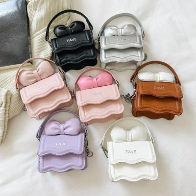 Bolsa de Ombro Infantil Mini Bolsa Crossbody Bolsa de Corrente com Laço Bolsas Infantis