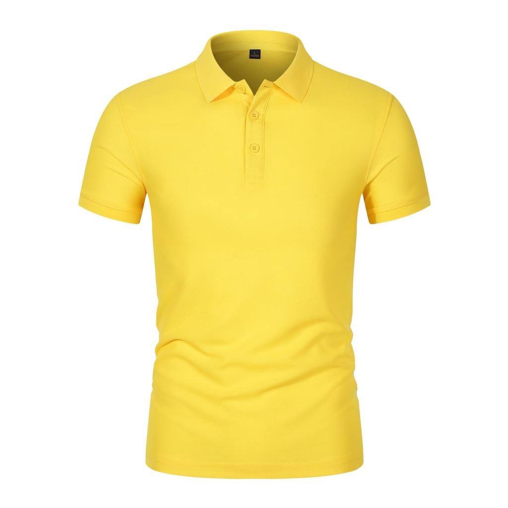 025 Summer New Men's Short Sleeved Solid Color Polo Shirt Breathable and Comfortable Elastic Top Casual Business New Style