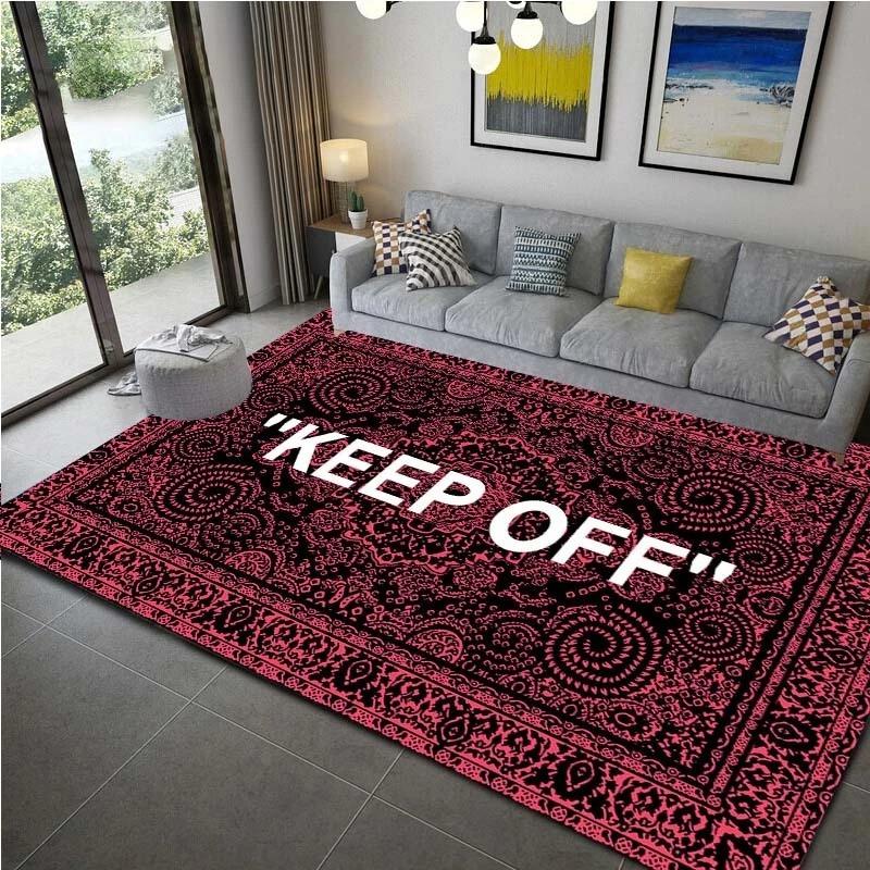 KEEP OFF Letter Printed Living Room Decoration Carpet Bedroom Beside Kitchen Floor Mat Sofa Coffee Table Area Rugs Soft Doormats