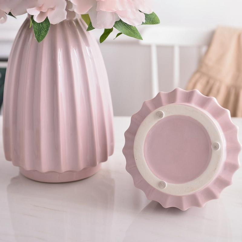 1pc Elegant Origami Vase Ceramic Flower Vase Home Decoration Centerpiece Ornament Pink Angled Stoneware Desktop Vase 16/25cm