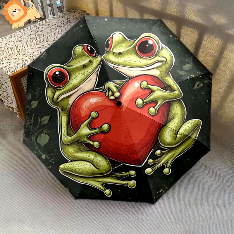 1 PC Automatic Folding Umbrella - Frogs Pattern, Portable & Foldable Design with 8 Ribs, Christmas Birthday Gifts