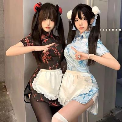 Chinesische Lolita Koch- & Dienstmädchenschürze Cosplay Cheongsam Kleid Set