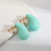 Vintage Chunky Dome Drop Clip On Earrings for Women Golden Glossy Colorful Teardrop Non Pierced Earrings Trendy Jewelry