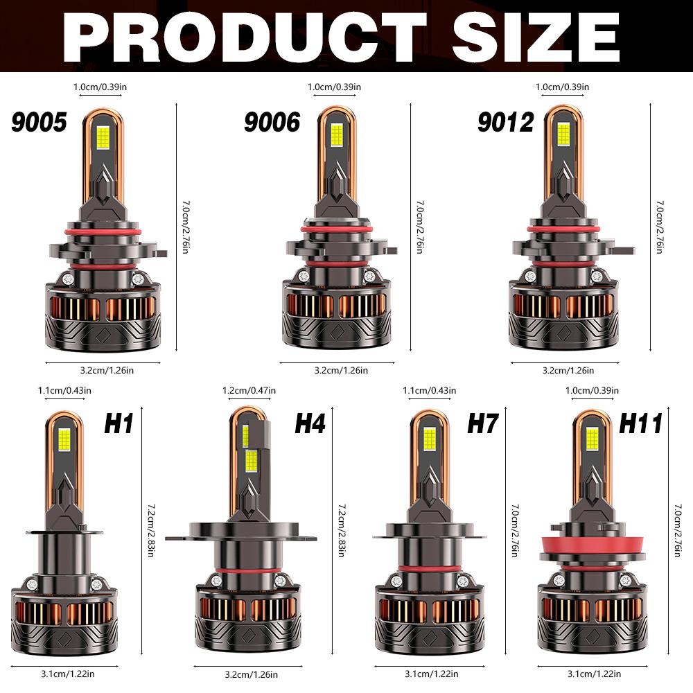 2PCS H7 LED Headlight Bulb Upgrade 9005/HB3 9006/HB4 H11 H4 H1 LED Headlight Bulbs High Low Beam 120W 6000LM H1