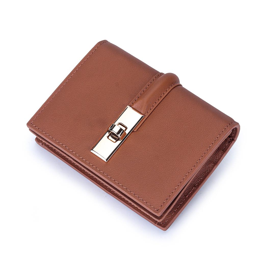 Elegant Women's Luxury Leather Wallet with Exquisite Gift Box,Premium Compact Short Purse with Twist Lock,Perfect Gift for Women