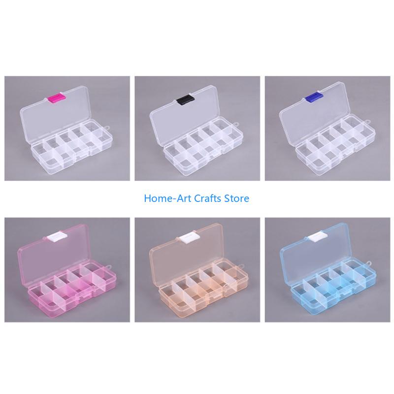 Y3NA Clear Plastic Storage Box 10 Compartment with Sealing Lid Container for Case for Small Jewelry Ring for Pill Multicolor