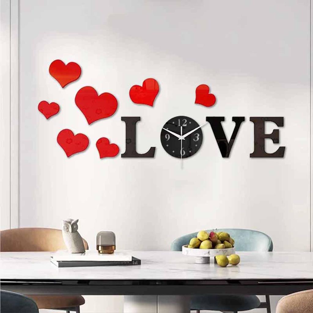 Liebesherz Wanduhr Aufkleber DIY Abziehbild Dekorativ Praktisch Robust Leise Heimdeko für