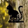 Iron Cat Garden Stake Outdoor Sculpture Yard Art Backyard Patio Decor