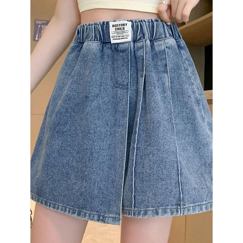 Plus size women clothing M-6XL Chubby Girl Extra Large Elastic High Waist Loose Cover Slimming Denim Culotte Shorts Tide