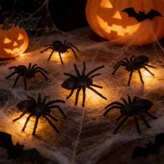 Reusable Halloween Spider Set Spiders Hanging Decorations, Plastic Fake Props, Scary Decorative for Pumpkin Scenes Ornaments Outdoor Tree Porch Yard,