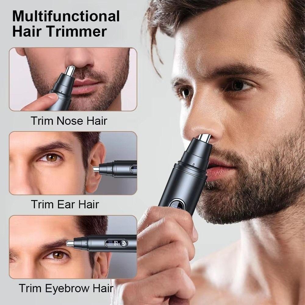 Rotary Cutter Head Electric Nose Hair Trimmer LED Digital Display Ear Face Clean Trimmer Travel