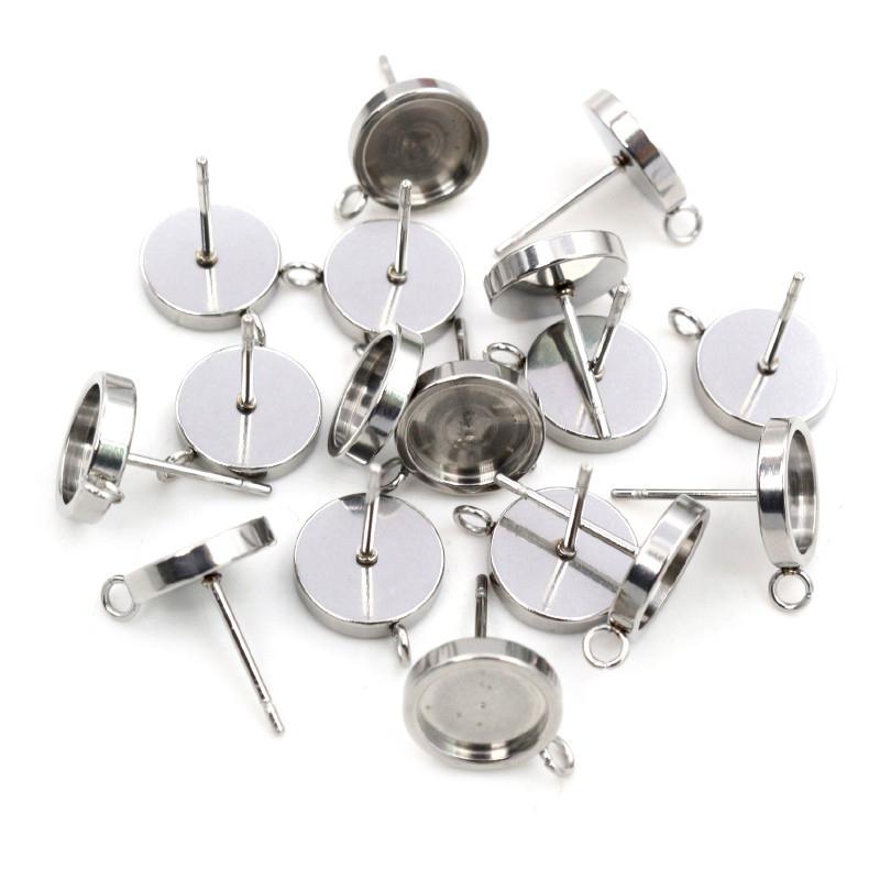 10pcs 6 8 10 12mm Thicken Stainless Steel Earring Studs,Earrings Blank Base,Fit 6 8 10 12mm Glass Cabochons Jewelry Accessories