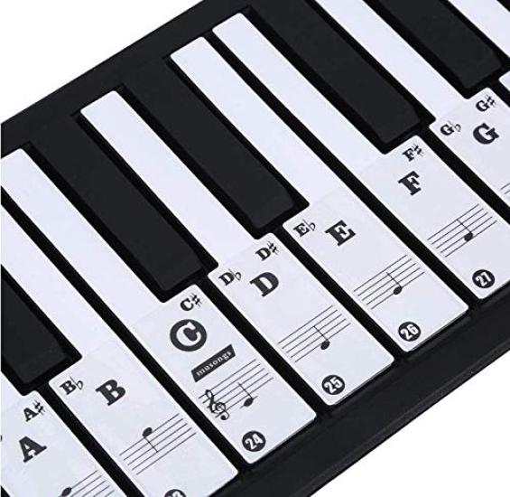 XP Design Piano Keyboard Sheet Musical Keys Stickers, Music, Notes, 88/61/49/37 (Black)