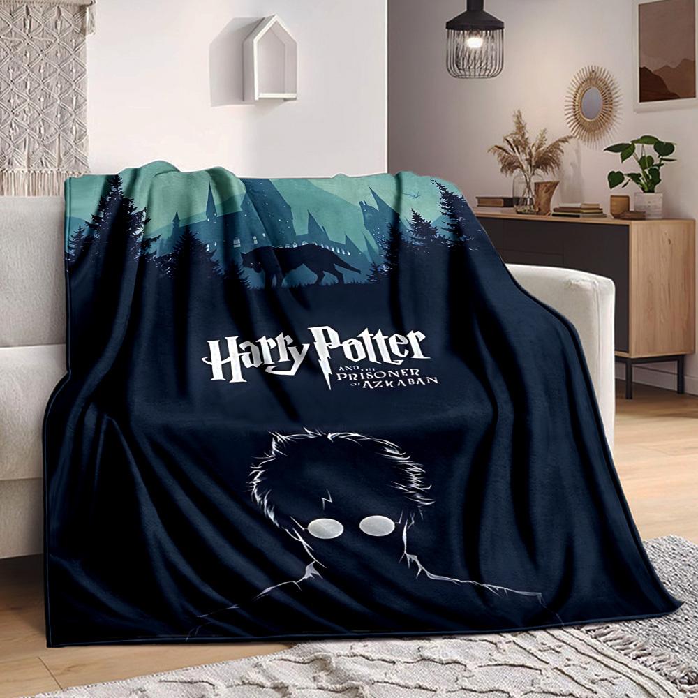 1pc Harry Potter Flannel Throw Blanket - HD Printed Lightweight Soft Warm All-Season Blanket for Sofa, Bed, Travel, Camping 091