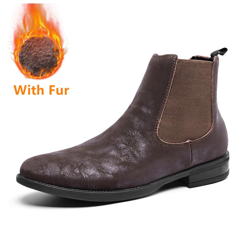 Fashion New Winter Plus Ankle Boot Men Mens Slip On Shoes Men Casual Business Chelsea Boots Handmade Leather Fashion Motorcycle Boots