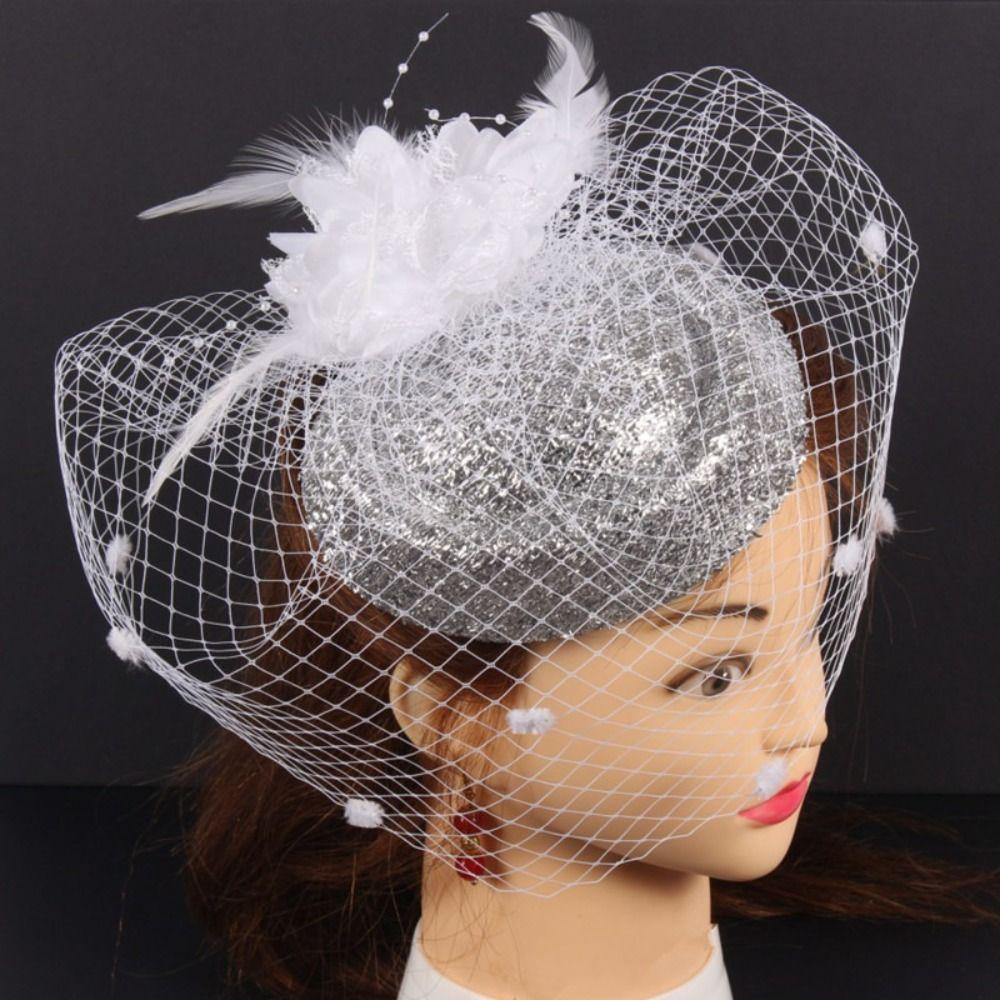 Floral Veil Formal Hat Polyester Flower Headpiece Elegant Headwear  Dress Up