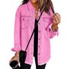 Women Denim Shirt Full Length Jackets Single Breasted Outerwear Washing High Street Cardigan Pockets Loose Coat