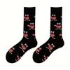 1 pair of autumn and winter new big mouth monster pattern men's couple middle tube socks
