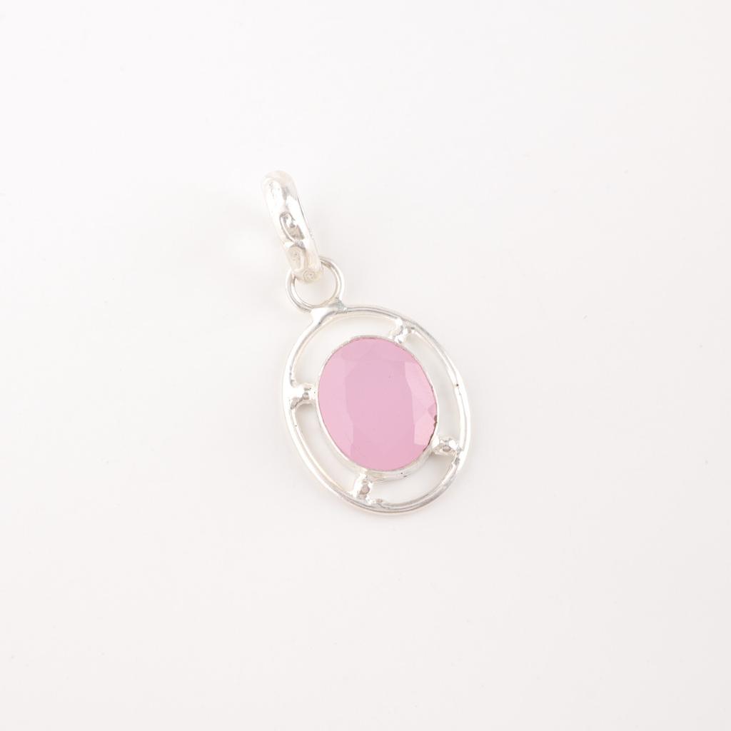 Rose Chalcedony Gemstone 925 Sterling Silver Jewelry Handmade Pendant For Gift PP-6-13