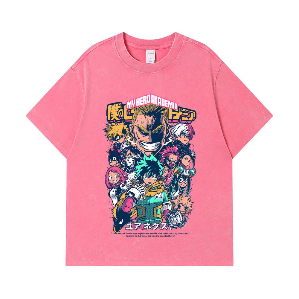 275 GSM Washed T-shirts 100% Cotton My Hero Academia V6 Print Unisex Heavy Cotton T Shirt