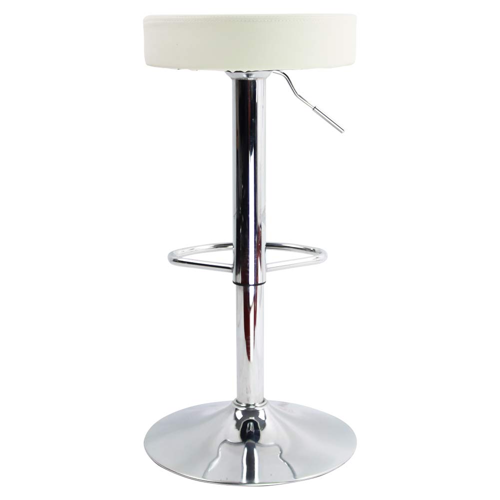 KKTONER Adjustable Height Swivel Bar PU Leather with Round Suitable for Home Kitchen White Stool, Footrest, Chair, Countertops, Medium,