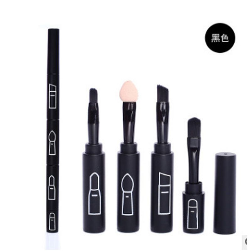 

Malian 4-Piece Makeup Brush Portable Eyebrow Brush Eye Shadow Stick Eye Shadow Brush Eyeliner Brush Makeup Tools Four-in-One Man-made fiber Black