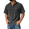 Men’s Summer Short Sleeve Button Front Casual Shirt with Chest Pocket Relaxed Fit Lightweight Open Cardigan Top