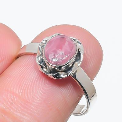 Natural Rhodochrosite Gemstone Handmade 925 Solid Silver Jewelry Ring S.8 T9u63
