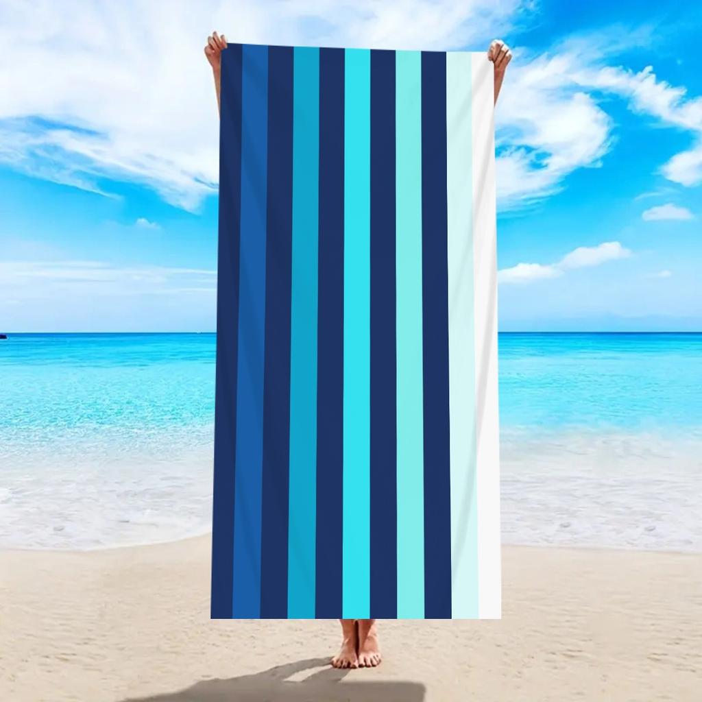 Striped Beach Towel Microfiber Quick-Drying Absorbent Beach Towel Striped Beach Towel