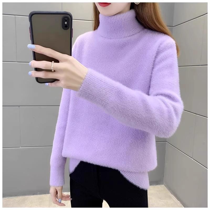 Damen Rollkragen Nerz Kaschmir Pullover - Einfarbig, Dick gestrickt, Herbst/Winter 2025 Mode Pullover Oberteil