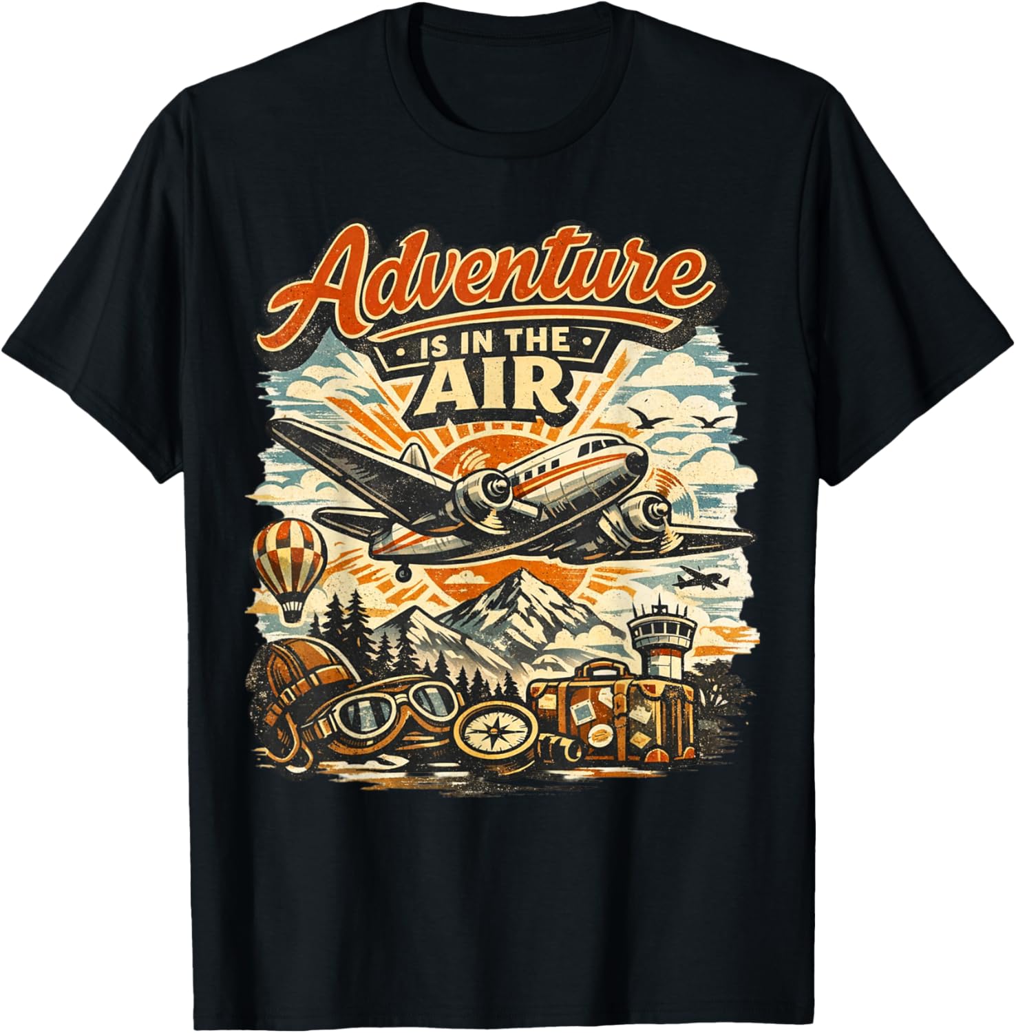 Pilot Flying Airplane Adventure is in The Air Aviation Gifts T-Shirt S