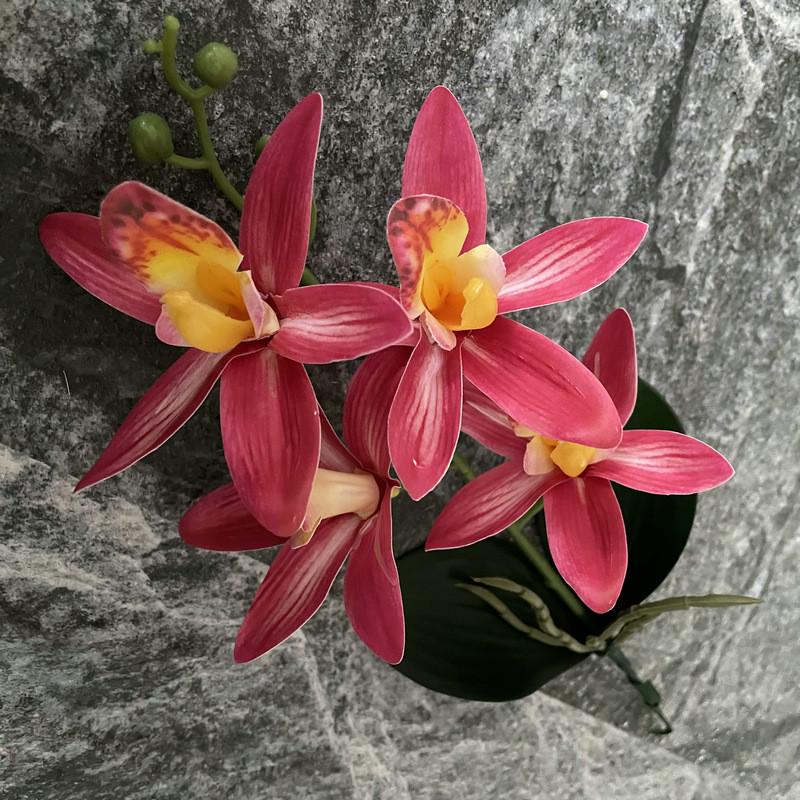 Eva Small 4head East Asian Orchid 3d Faux Flower For Wedding Home Decor And Photography Props