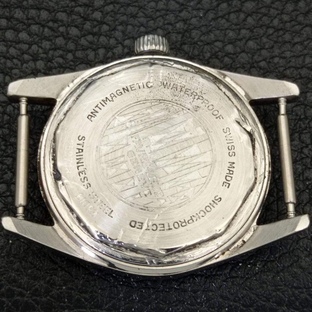 HAND-WINDING VINTAGE FAVRE LEUBA SEA KING SWISS MENS SIGN CASE WATCH A702019-5 R208-a702019