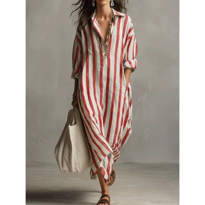 Stripe Shirt Dress With Pockets For Casual Summer Wear